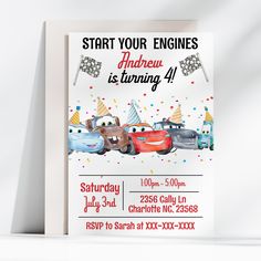 a birthday card with cars on it