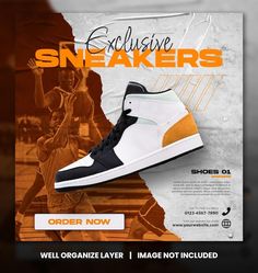 an advertisement for sneakers is shown in this image