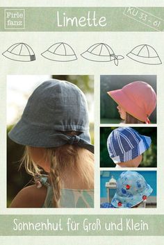 the instructions for hats are shown in three different styles, including one with a bow