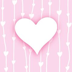 a paper heart surrounded by white hearts on a pink background