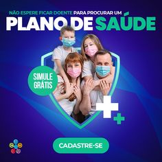 a group of people wearing masks with the words plano de saude