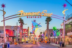 the entrance to fremont street district in las vegas