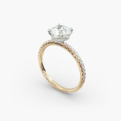 Diamonds everywhere you look, and some where you didn't! This is the perfect ring to sparkle as bright as their smile. Round Halo Engagement Rings, Gold Diamond Band, Round Engagement Rings, Pave Engagement Ring, Engagement Ring Cuts, Hidden Halo, Round Rings, Rings Gold, Halo Engagement Rings