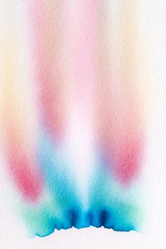 an abstract watercolor painting with blue, red and green colors on white paper background