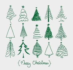 an image of christmas trees drawn on paper with the words arbres de noel croquiis