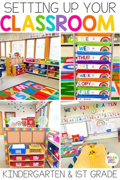 the classroom is filled with colorful books and toys