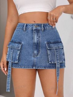 Mini Jeans Skirt, Mini Jeans, Button Up Skirts, Street Style Edgy, Women Y2k, Short Denim Skirt, Jeans Skirt