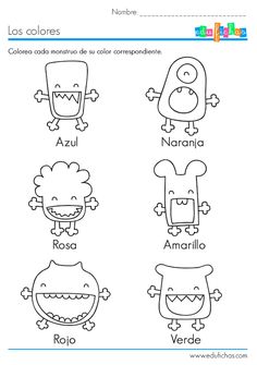 spanish worksheet for children with pictures of monsters