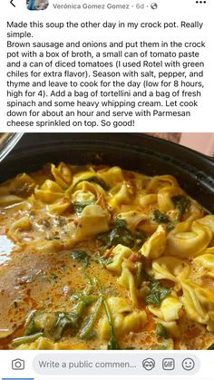 an image of a bowl of pasta with spinach and other things in the pot