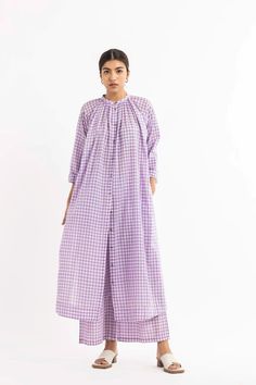 CO ORD SETS – Page 6 – Three Purple Checkered, Color Block Scarf, Trendy Shirt Designs, Dress Design Patterns, Kurta Designs Women, Stylish Dress Book, Checkered Shirt, Designs For Dresses