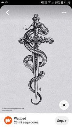 an image of a snake and dagger tattoo on the app store's phone screen