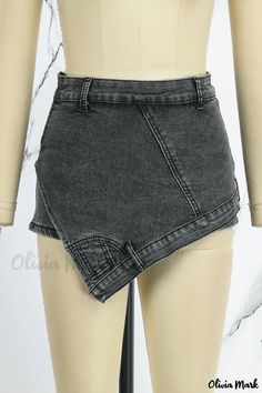 Olivia Mark - Premium Quality Navy Patchwork Asymmetrical High Waist Denim Skirt – Ideal for Street Style Asymmetrical Denim Skirt With Pockets, Trendy Asymmetrical Denim Skirt, Asymmetrical Fitted Denim Skirt, Asymmetrical Cotton Denim Skirt, Asymmetrical Denim Skirt For Summer, Casual Denim Skirt With Asymmetrical Hem And Pockets, Trendy Denim Asymmetrical Skirt, Trendy Asymmetrical Cotton Bottoms, Asymmetrical Cotton Denim Skirt For Summer