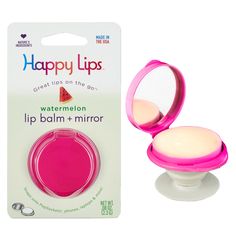 Happy Lips –Lip Balm W/Mirror Watermelon-Makeup-Faithful Glow-Deadwood South Boutique, Women's Fashion Boutique in Henderson, TX Watermelon Lip Balm, Popsockets Phones, Lip Balm Containers, No Phone, Hair Accessories Pins, Silver Turquoise Jewelry, Kids Accessories Jewelry, Bottle Bag, Mud Pie