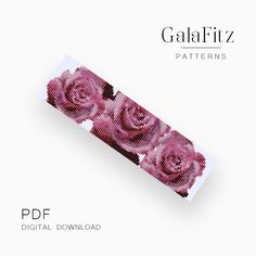 an image of pink roses on a white background with the text galafiz patterns