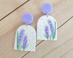 Handmade Polymer Clay Earrings For Birthday, Handmade Lavender Drop Earrings, Handmade Purple Polymer Clay Earrings, Lavender Ear Wire Earrings For Gift, Handmade Adjustable Lavender Earrings, Hand Painted Purple Earrings As Gift, Handmade Lavender Earrings As Gift, Lavender Birthday, Fondant Flower Tutorial