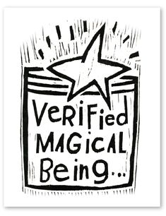 a black and white drawing of a box with the words verified magical being written on it