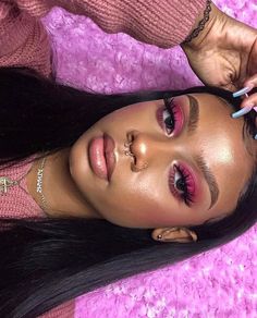 love this pink Baddie Eyeshadow Looks, Baddie Eyeshadow, Make Up Looks Black Women, Black Queen Makeup, Makeup Baddie, Natural Eye Makeup Tutorial, Makeup Is Life