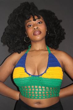 St.Vincent crochet crop top,100% acrylic Trendy Cropped Crochet Top For Vacation, Trendy Crochet Crop Top, Trendy Open Knit Crop Top For Beach, Multicolor Cropped Crochet Top For Vacation, Trendy Crochet Crop Top For Festivals, Green Crochet Crop Top, Chic Crochet Top, Finger Designs, Tops A Crochet