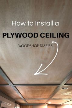 how to install a plywood ceiling with two wood planks in the middle and bottom