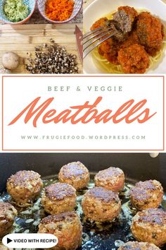 meatballs are being cooked on the grill with vegetables and seasonings in small bowls