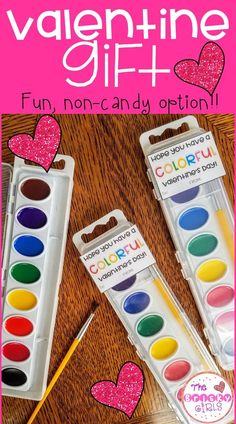 valentine's day gift idea for kids with paint and watercolors on the table