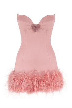 ROSY FEATHER STRAPLESS MINI DRESS | Sudi Etuz | CULT MIA Feather Outfit Fashion, Cult Mia Dress, Outfit For Fashion Show, Bandeau Dress, Dresses By Length, Strapless Mini Dress, Pink Outfits, Girly Fashion, Fitted Bodice