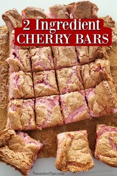 two ingredient cherry bars stacked on top of each other