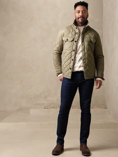 Plenty and practical, this quilted shirt jacket uses a unique waxed fabrication that develops a beautiful patina over time, making every piece one-of-a-kind to the wearer.  Our designers finished the silhouette with ample pocket storage for your trav Winter Friday, Quilted Shirt Jacket, Quilt Shirt, Quilted Shirt, Outfit Hombre, Outfits Hombre, Pocket Storage, Mens Street Style, Comfortable Outfits