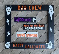 a halloween frame with boo crew and happy halloween words