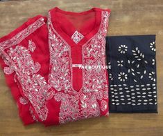 Description Material : Georgette Wash Care : Hand Washable Kurti length : 44-45 inches Sleeves : 3/4 Sleeves Pant : Cotton with gota patti work Package Contains : Kurti, pant and Inner Chikan Kurti, Pant Dress, Gota Patti Work, Chikankari Kurta, Kurti Pant, Kurtis With Pants, Embroidered Pants, Sharara Set, Red Pants