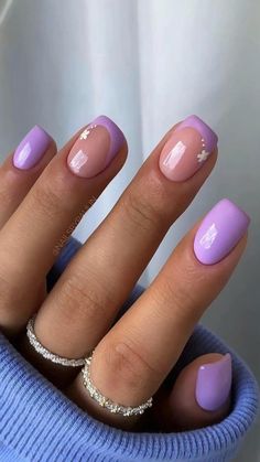 Summer Gel Nails, Lilac Nails, Purple Acrylic Nails, Short Gel Nails, Purple Nail Designs, Lavender Nails, Short Square Nails, Cute Gel Nails