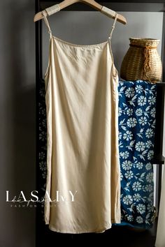 Lasaky - Premium Cotton Long Underdress: Adjustable Solid Color Camisole Slip featuring Anti-Transparency Straps Casual Beige Sleeveless Slip Dress, Cotton Dresses, Composition, Solid Color, Fabric, Clothes, Color