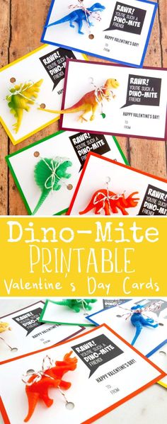 printable valentine's day cards for kids to make with dino - mite