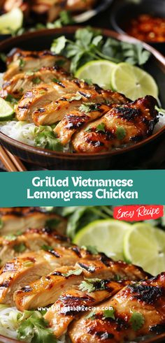 grilled vietnamese lemongrass chicken on a plate