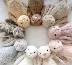 a group of stuffed animals arranged in a circle