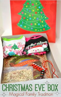 the christmas eve box is packed with gifts and other holiday treats for kids to make