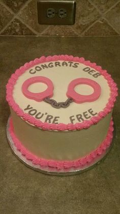 Buttercream cake with fondant handcuffs.   Like us on Facebook at Gearhart Custom Cakes! Fondant Handcuffs, Cakes Without Fondant, Bachelorette Cake, Cake With Fondant, Cakes Design, State Trooper, Cake Fondant, Buttercream Cake, Fondant Cakes