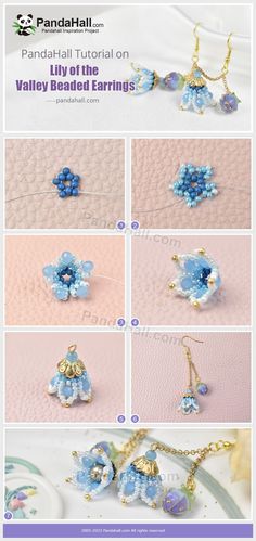 the instructions for how to make beaded earrings with beads and pearls, including flowers