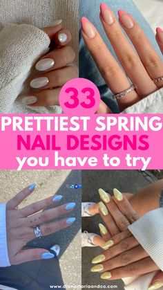 If you need spring nail inspo, this is the post for you! There are so many colorful spring nail designs that are chic and minimalist on this list you'll definitely want to save. Spring Nails Simple, Nail Ideas Spring, Spring Nail Ideas, Mint Nails, Simple Spring Nails, Tropical Nails, Spring Nail Trends, Cute Spring Nails, Spring Nail Designs