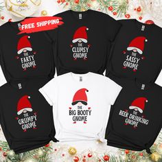 Matching Family Christmas Shirt: Gnome Custom Christmas Family Sweatshirt, Personalized Christmas Sweater, Family Matching Christmas Outfit PLEASE NOTE Each shirt is sold separately, NOT a set. Please add each item individually to your basket. ❤ HOW TO ORDER ❤  - Check all photos. - Choose your design. - Choose your size and color (see size chart photo). - Set personalization option. - Select quantity. - Add to cart and checkout. - Each shirt is sold separately. To purchase a complete set, pleas Christmas Matching Sweaters, Matching Christmas Outfits, Office Dog, Family Matching Christmas, Matching Sweaters, Family Christmas Shirts, Christmas Couple, Christmas Family, Drinking Beer