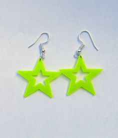 3d printed glow in the dark - Luminous  greenYELLOW neon - Size: 3cm Green Star-shaped Party Jewelry, Star Glow In The Dark, Glow In The Dark Earrings, Dark Earrings, 70s Jewelry, 1980's Fashion, Halloween Stuff, 1980s Fashion, Retro 70s