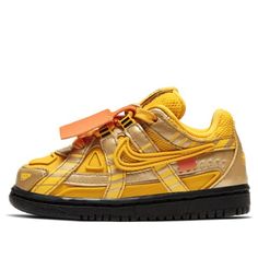 Nike Off-White x Rubber Dunk TD 'University Gold' University Gold/University Gold/Black Sneakers/Shoes Cute Fall Shoes For Women, Custom Painted Sneakers, Designer Tennis Shoes, Best Shoes For Women, Custom Sneakers Nike, Pretty Sneakers, Nike Off White, Trendy Shoes Sneakers, White Nike Shoes