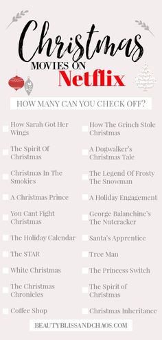 christmas movies on netflix info sheet with the words how many can you check off?