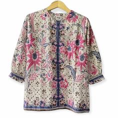 Standard Size: Size S Bust 90 cm Size M Bust 94 cm Size L Bust 98 cm Size XL Bust 104 cm Size XXL Bust 110 cm Size XXXL Bust 120cm blouse length 70cm Dress length 95cm Fabric 100% cotton Fashions batik cloth, Soft Fabric Neat stitches How to care for Batik clothes 1. Batik clothes should be washed using lerak liquid or soap and not soaked so that the color lasts 2. Don't dry it directly in the sun, just let it air out so the color doesn't fade quickly. 3. We recommend that when storage is hung, Traditional Floral Print Tunic Top, Bohemian Long Sleeve Ikat Print Blouse, Long Sleeve Bohemian Ikat Print Blouse, Patterned Batik Print Blouse, Summer Long Sleeve Blouse With Batik Print, Traditional Batik Print Tops For Spring, Multicolor Batik Print Blouse For Spring, Bohemian Multicolor Batik Print Blouse, Traditional Floral Print Patterned Blouse