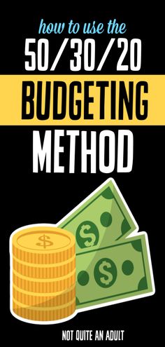 a stack of money with the words how to use the 50 / 30 / 20 budgeting method