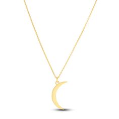 Crescent Moon Necklace 14K Yellow Gold 16-18" Adjustable|Jared Crescent Moon Charm Necklace In 14k Gold, 14k Gold Half Moon Phase Necklace, 14k Gold Half Moon Necklace With Moon Phase, 14k Gold Half Moon Necklace With Moon Charm, 14k Gold Half Moon Necklace With Moon Phase Detail, 14k Gold Moon Charm Necklace In Half Moon Shape, Celestial Crescent Yellow Gold Necklace, Crescent Necklace In 14k Yellow Gold, Minimalist Yellow Gold Moon Necklace