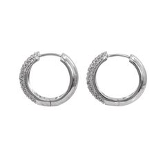 Embrace elegance with these 10k White Gold Diamond Hoop Earrings. Featuring a hinged hoop design, they showcase 128 single-cut diamonds totaling 1.15 carats. Set in 10k white gold, these earrings exude timeless charm. Earring diameter: 20.25mmEarring width: 5.75mmEarring style: Hinged HoopClosure style: Hinged clasp128 Single-cut diamonds (0.009ct each)Stone clarity: I1-I2Stone color: H-ITotal carat weight: 1.15ctwGold karat: 10kGold color: WhiteWeight: 7.0g For more of our jewelry products, ple Small Hoop Earrings In White Gold With Cubic Zirconia, Small Hoop White Gold Earrings With Diamond Accents, Small Hoop Earrings With Halo Design And Cubic Zirconia, Small Hoop Halo Design Cubic Zirconia Earrings, Small Diamond Hoop Earrings In Silver, Small Hoop Earrings In White Gold With Pave Setting, Silver Small Hoop Diamond Earrings With Halo Design, White Gold Small Hoop Earrings Cubic Zirconia, Silver Diamond Small Hoop Earrings