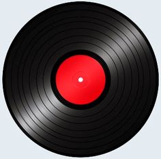 a black and red vinyl record on a white background stock photo - 1307982