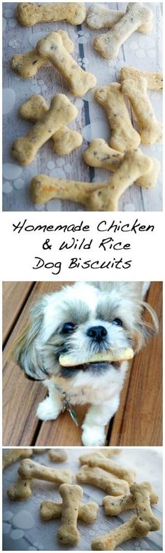 three pictures showing different stages of dog biscuits