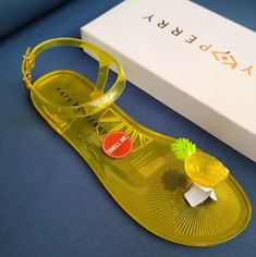 Katy Perry Scented Pineapple Sandals Size 8 A. Size: 8 B. Brand: Katy Perry C. Color: Yellow D. Condition: Excellent, New In Box E. Design: Pineapple Jelly F. Style #: Kp0070 G. Retail: $140 H. Material: Geli-Pvc Reasonable Offers Accepted Casual Neon Yellow Sandals For Beach, Neon Yellow Sandals For Beach In Summer, Neon Yellow Ankle Strap Sandals For Summer, Neon Yellow Round Toe Sandals For Summer, Trendy Yellow Sandals For The Beach, Trendy Yellow Flat Sandals, Yellow Jelly Sandals For Summer Vacation, Fun Yellow Sandals With Round Toe, Trendy Yellow Jelly Sandals For Vacation